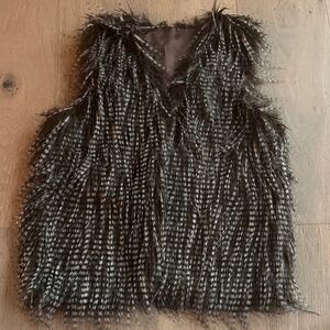 Faux Fur Vest in Black, white and brown
